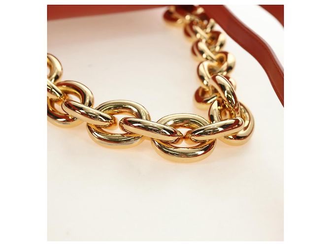 Borsa a tracolla BOTTEGA VENETA Mount Chain in pelle 2way Arancione Oro Auth 190620V - vista 7