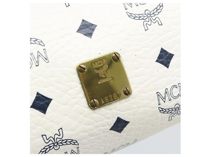 Borsa a mano MCM Vicetos Logogram in PVC e pelle bianco e oro Auth 191298 D'oro - vista 12