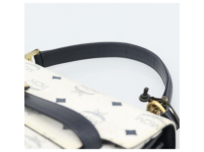 Borsa a mano MCM Vicetos Logogram in PVC e pelle bianco e oro Auth 191298 D'oro - vista 14