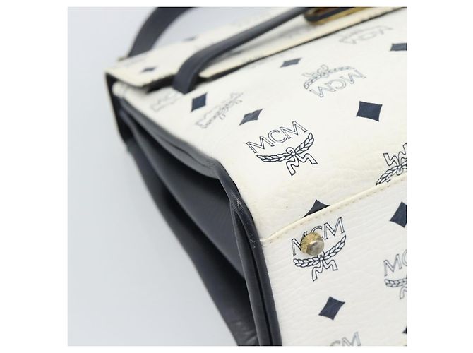 Borsa a mano MCM Vicetos Logogram in PVC e pelle bianco e oro Auth 191298 D'oro - vista 15