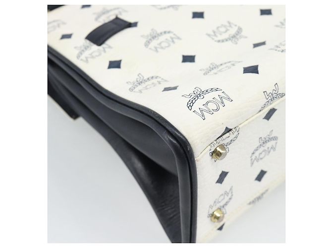 Borsa a mano MCM Vicetos Logogram in PVC e pelle bianco e oro Auth 191298 D'oro - vista 17