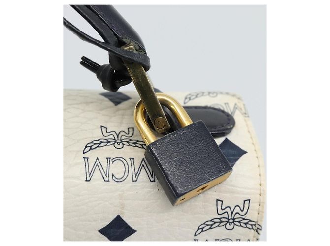 Borsa a mano MCM Vicetos Logogram in PVC e pelle bianco e oro Auth 191298 D'oro - vista 19