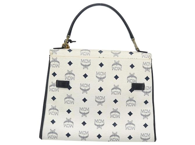 Borsa a mano MCM Vicetos Logogram in PVC e pelle bianco e oro Auth 191298 D'oro - vista 2