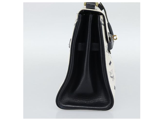 Borsa a mano MCM Vicetos Logogram in PVC e pelle bianco e oro Auth 191298 D'oro - vista 3