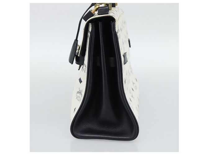 Borsa a mano MCM Vicetos Logogram in PVC e pelle bianco e oro Auth 191298 D'oro - vista 4