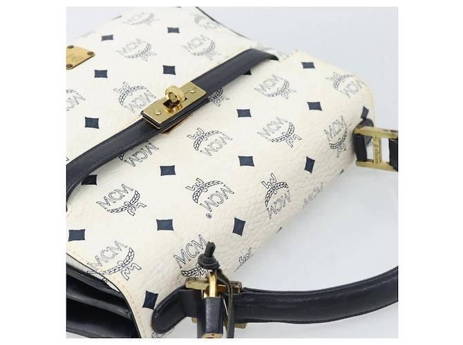Borsa a mano MCM Vicetos Logogram in PVC e pelle bianco e oro Auth 191298 D'oro - vista 6