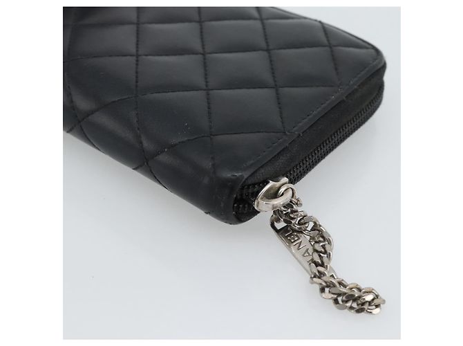 CHANEL Matelasse Cambon Line Long Wallet Leather Black Silver CC Auth 190679 Nero Argento - vista 15