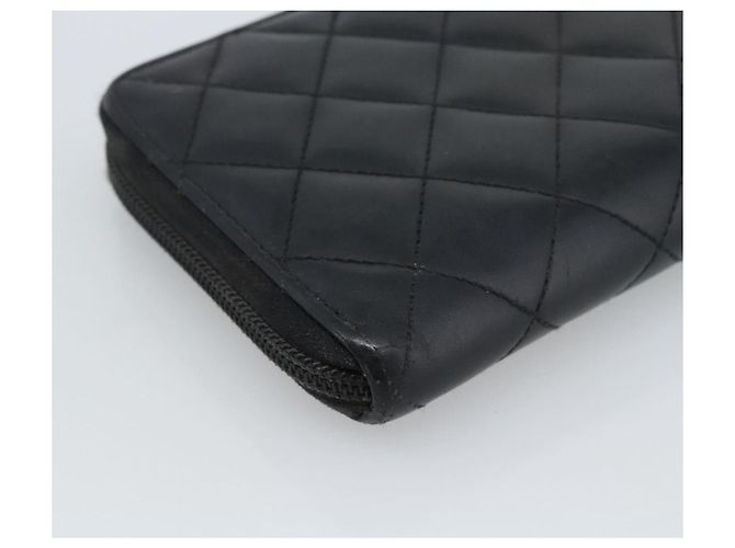 CHANEL Matelasse Cambon Line Long Wallet Leather Black Silver CC Auth 190679 Nero Argento - vista 16