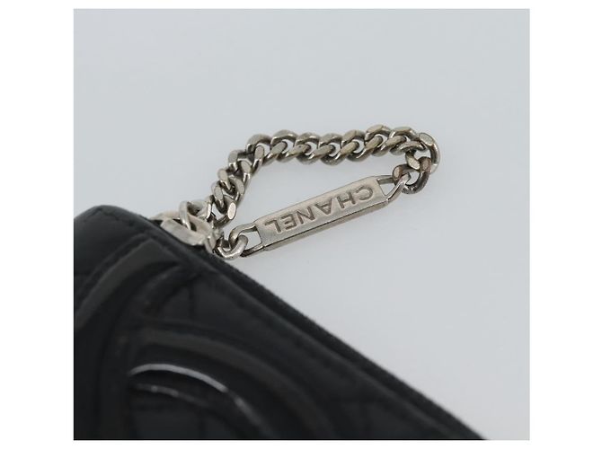 CHANEL Matelasse Cambon Line Long Wallet Leather Black Silver CC Auth 190679 Nero Argento - vista 7