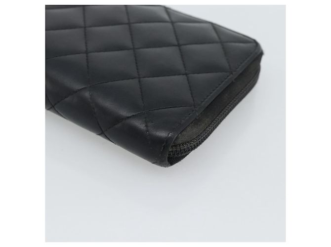 CHANEL Matelasse Cambon Line Long Wallet Leather Black Silver CC Auth 190679 Nero Argento - vista 8