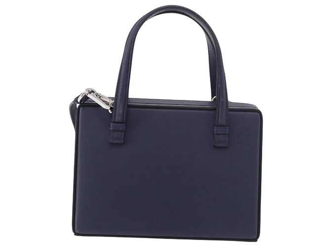Borsa a mano LOEWE in pelle 2way Navy Silver Auth 191686M Argento Blu navy - vista 2