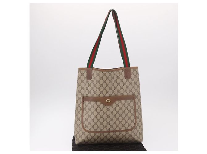 Borsa Tote GUCCI GG Supreme Web Sherry Line PVC Beige 39 02 003 Auth bs35976 - vista 12