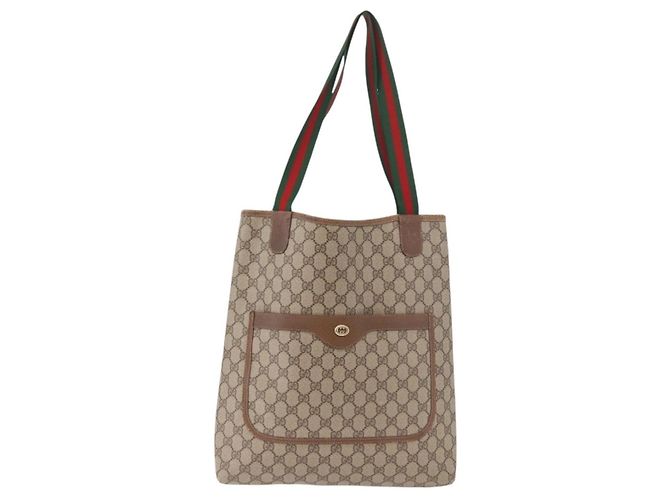 Borsa Tote GUCCI GG Supreme Web Sherry Line PVC Beige 39 02 003 Auth bs35976 - vista 13