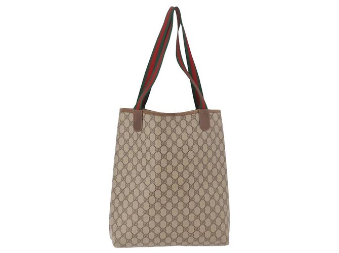 Borsa Tote GUCCI GG Supreme Web Sherry Line PVC Beige 39 02 003 Auth bs35976 - vista 2