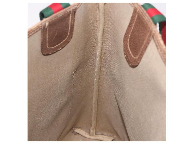 Borsa Tote GUCCI GG Supreme Web Sherry Line PVC Beige 39 02 003 Auth bs35976 - vista 21