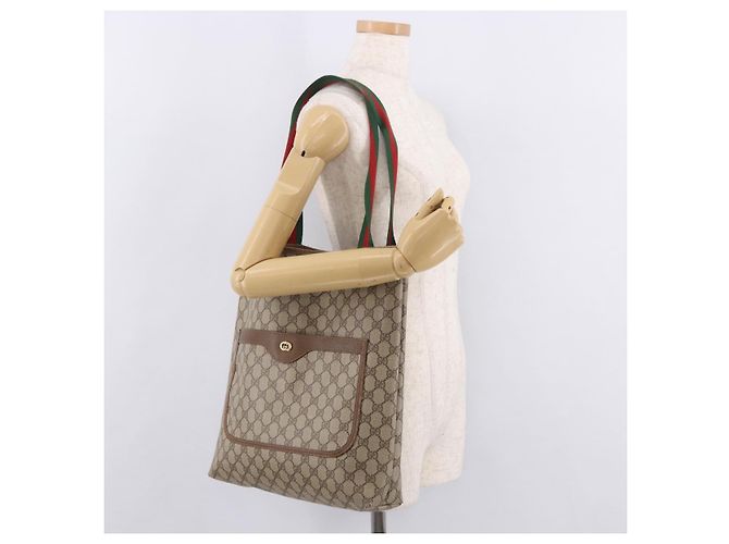 Borsa Tote GUCCI GG Supreme Web Sherry Line PVC Beige 39 02 003 Auth bs35976 - vista 23