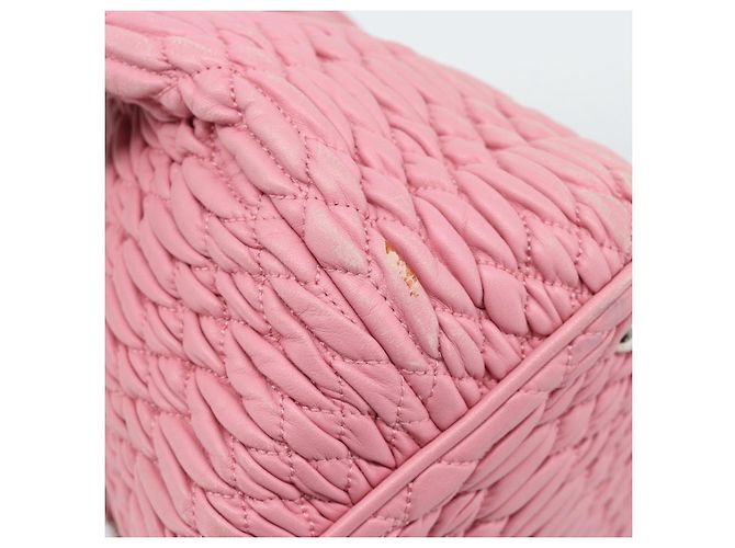 Borsa a tracolla Miu Miu Matelasse Chain in pelle 2way Rosa Argento Auth 190606 - vista 10