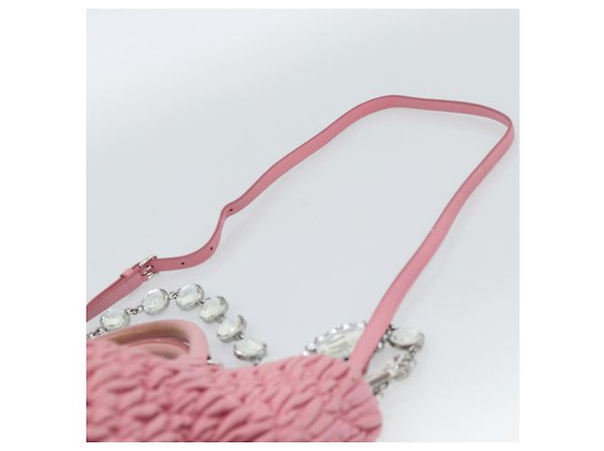Borsa a tracolla Miu Miu Matelasse Chain in pelle 2way Rosa Argento Auth 190606 - vista 18