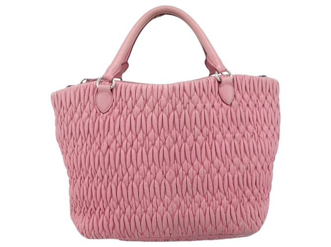 Borsa a tracolla Miu Miu Matelasse Chain in pelle 2way Rosa Argento Auth 190606 - vista 2