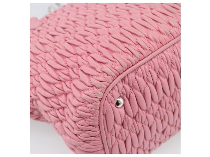 Borsa a tracolla Miu Miu Matelasse Chain in pelle 2way Rosa Argento Auth 190606 - vista 22