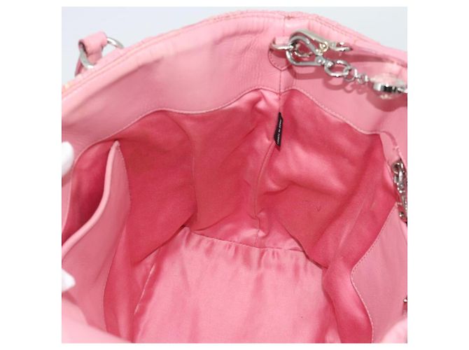 Borsa a tracolla Miu Miu Matelasse Chain in pelle 2way Rosa Argento Auth 190606 - vista 25