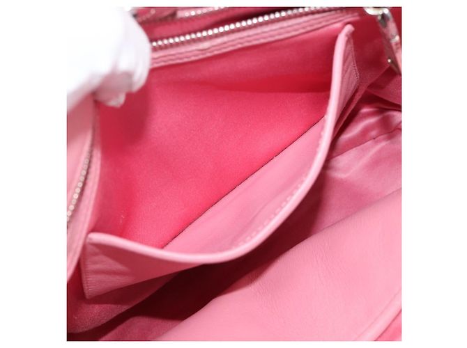 Borsa a tracolla Miu Miu Matelasse Chain in pelle 2way Rosa Argento Auth 190606 - vista 29