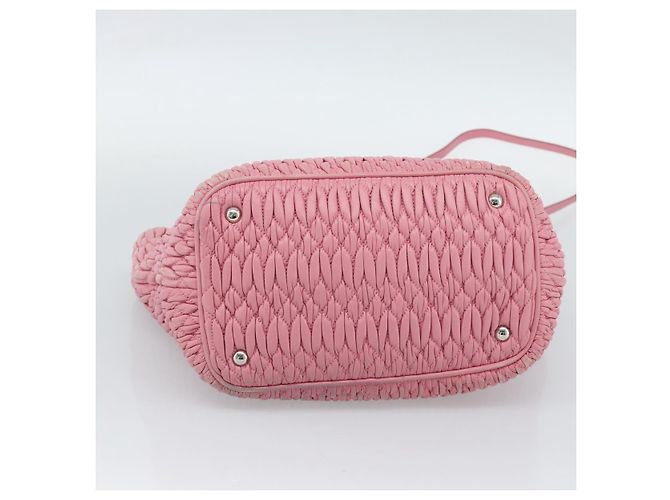 Borsa a tracolla Miu Miu Matelasse Chain in pelle 2way Rosa Argento Auth 190606 - vista 5