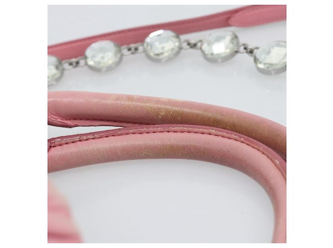 Borsa a tracolla Miu Miu Matelasse Chain in pelle 2way Rosa Argento Auth 190606 - vista 7