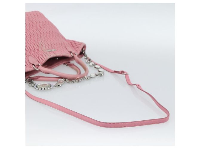 Borsa a tracolla Miu Miu Matelasse Chain in pelle 2way Rosa Argento Auth 190606 - vista 9