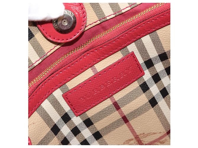Borsa a tracolla BURBERRY Nova Check PVC Beige Oro Auth mr2695 D'oro - vista 10