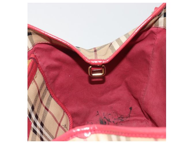 Borsa a tracolla BURBERRY Nova Check PVC Beige Oro Auth mr2695 D'oro - vista 12