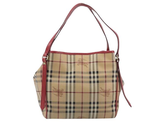 Borsa a tracolla BURBERRY Nova Check PVC Beige Oro Auth mr2695 D'oro - vista 13
