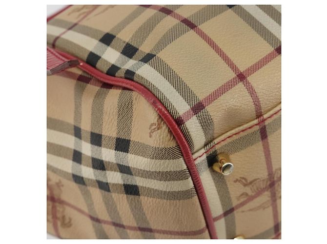 Borsa a tracolla BURBERRY Nova Check PVC Beige Oro Auth mr2695 D'oro - vista 14