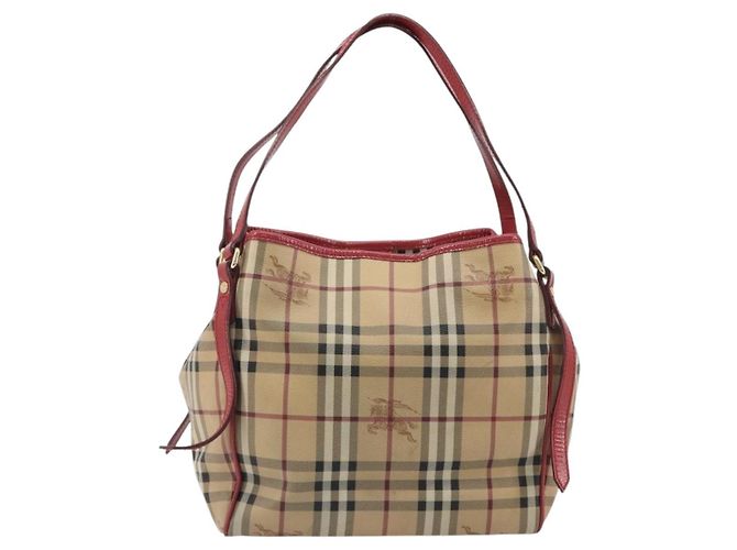 Borsa a tracolla BURBERRY Nova Check PVC Beige Oro Auth mr2695 D'oro - vista 2