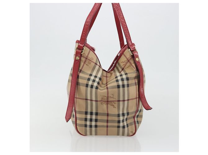 Borsa a tracolla BURBERRY Nova Check PVC Beige Oro Auth mr2695 D'oro - vista 3