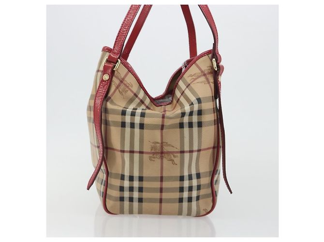 Borsa a tracolla BURBERRY Nova Check PVC Beige Oro Auth mr2695 D'oro - vista 4
