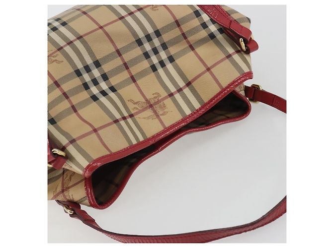 Borsa a tracolla BURBERRY Nova Check PVC Beige Oro Auth mr2695 D'oro - vista 6
