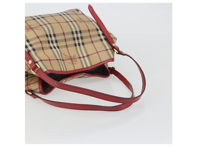 Borsa a tracolla BURBERRY Nova Check PVC Beige Oro Auth mr2695 D'oro - vista 7
