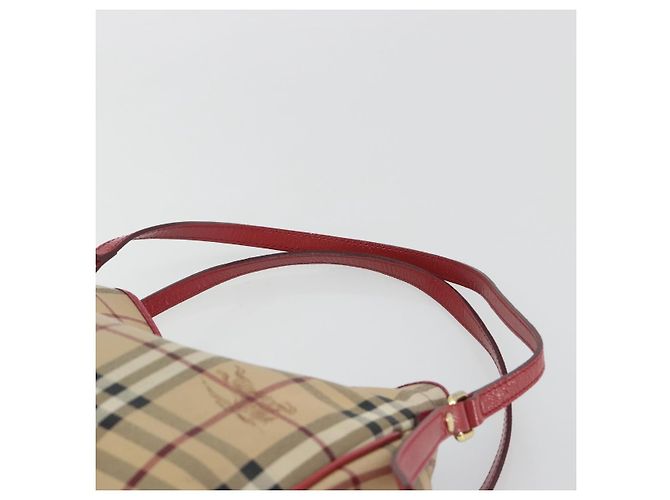 Borsa a tracolla BURBERRY Nova Check PVC Beige Oro Auth mr2695 D'oro - vista 8