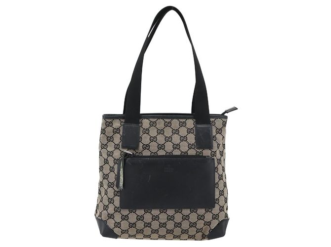 Borsa Tote GUCCI GG Canvas Nera 019 0402 Auth ka5189 Nero - vista 13