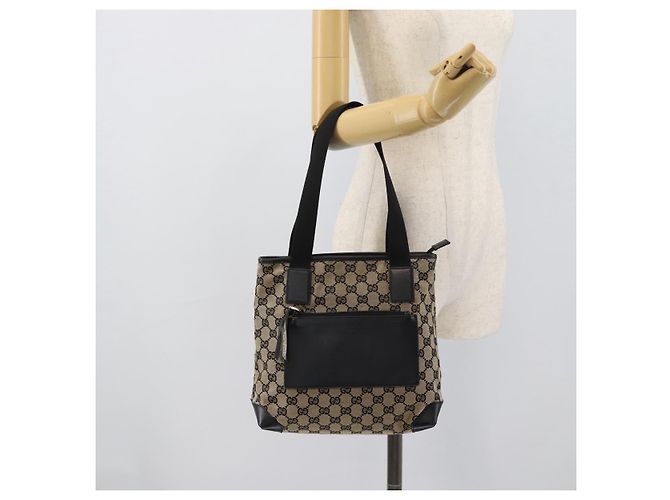 Borsa Tote GUCCI GG Canvas Nera 019 0402 Auth ka5189 Nero - vista 25