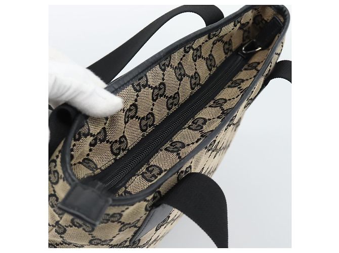 Borsa Tote GUCCI GG Canvas Nera 019 0402 Auth ka5189 Nero - vista 6