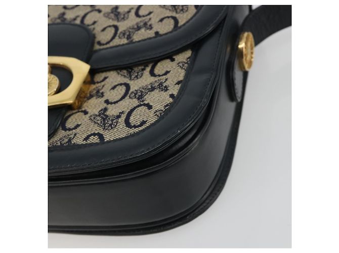 Céline CELINE C Sulky Shoulder Bag Canvas Black Gold Auth mr2664 Nero D'oro - vista 14