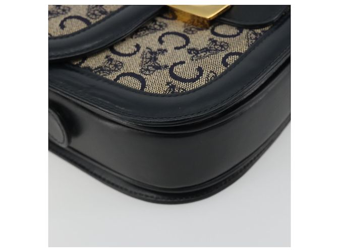 Céline CELINE C Sulky Shoulder Bag Canvas Black Gold Auth mr2664 Nero D'oro - vista 15