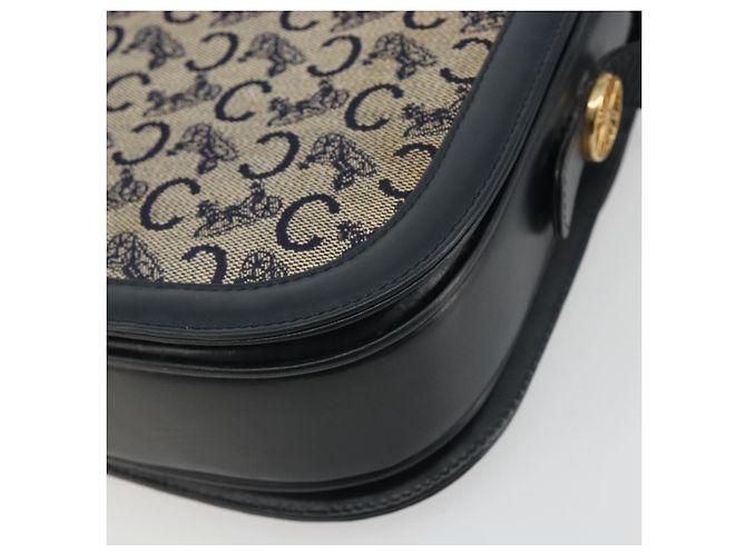 Céline CELINE C Sulky Shoulder Bag Canvas Black Gold Auth mr2664 Nero D'oro - vista 16