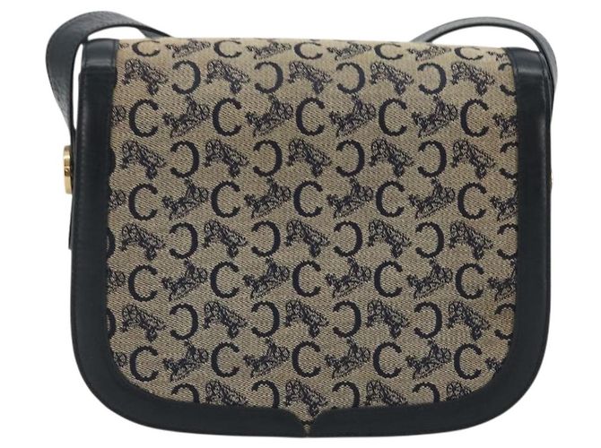 Céline CELINE C Sulky Shoulder Bag Canvas Black Gold Auth mr2664 Nero D'oro - vista 2