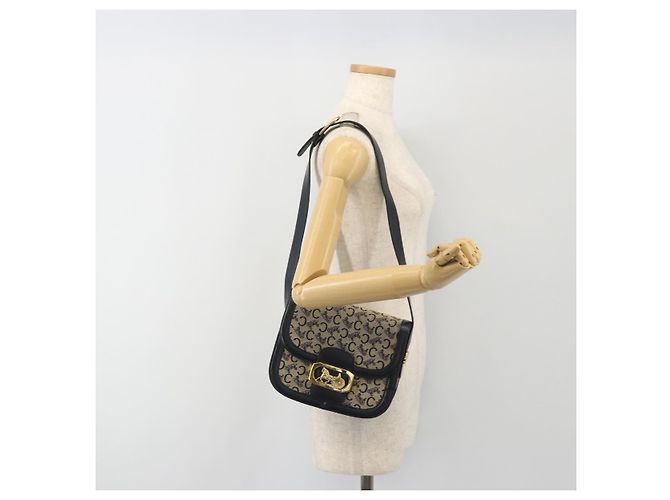 Céline CELINE C Sulky Shoulder Bag Canvas Black Gold Auth mr2664 Nero D'oro - vista 24