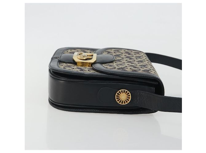 Céline CELINE C Sulky Shoulder Bag Canvas Black Gold Auth mr2664 Nero D'oro - vista 3