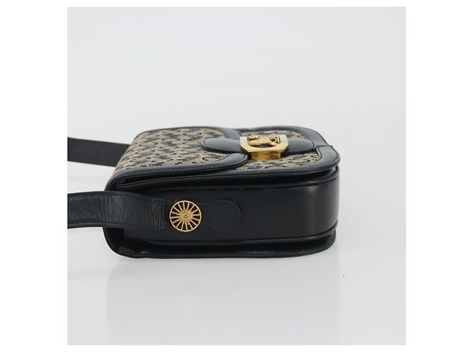 Céline CELINE C Sulky Shoulder Bag Canvas Black Gold Auth mr2664 Nero D'oro - vista 4