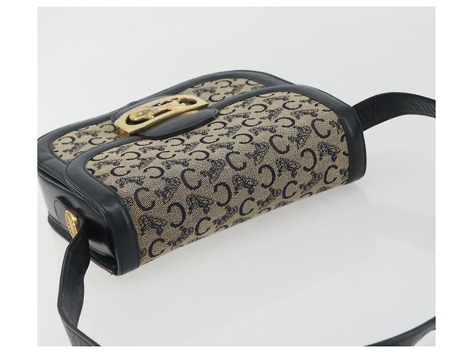 Céline CELINE C Sulky Shoulder Bag Canvas Black Gold Auth mr2664 Nero D'oro - vista 6